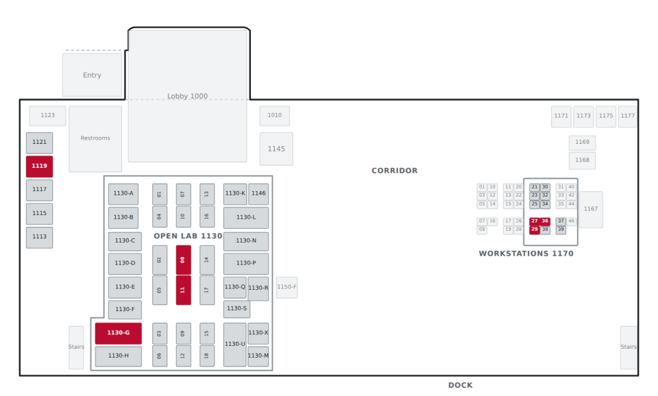 Floorplan with Deluxe Suite 1 rooms highlighted; details in the list below